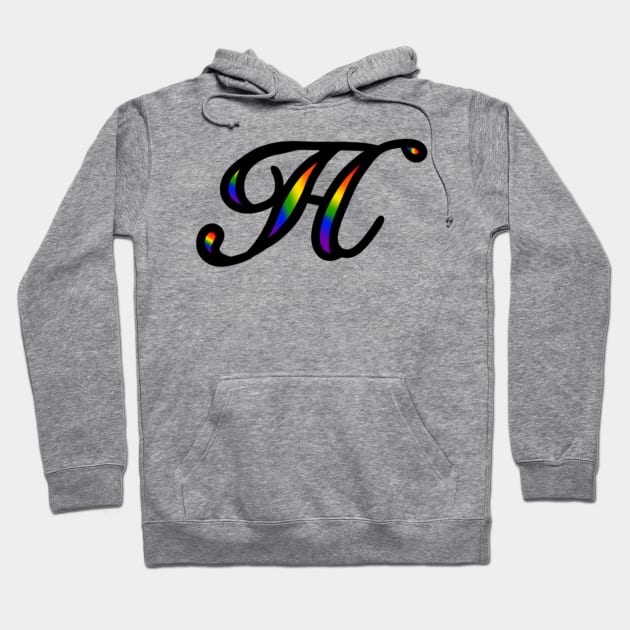 Rainbow Cursive Letter H Hoodie by JennaBunnies